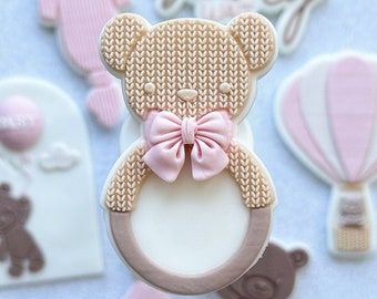 Bearly Rattan Toy We can Bearly wait Lettering Embosser Stamp and Cookie Cutter Baby Shower Cookie Cutter Cookie Stamp