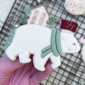 Icebear Boho Christmas Embosser Cookie Stamp with Cookie Cutter Sugarcookie Stencil
