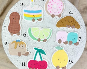 Cookie Cutter + Stamp Set | Kawaii Snacks & Sweets | Birthday Party Pancakes, Bubble Tea, Cherry