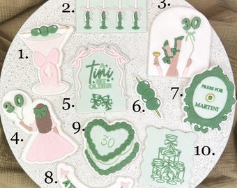 A Tini Bit Older Birthday Cookie Cutter Set + Fondant Stamps for Adult Birthdays, Martini Party, Dessert Table Cookie Tools