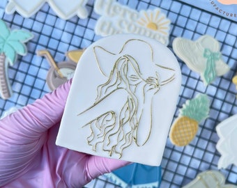 Beach Woman Silhouette Embosser Stamp