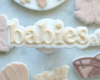 babies Lettering Stamp Embosser Stamp and Cookie Cutter Baby Shower Cookie Cutter Cookie Stamp