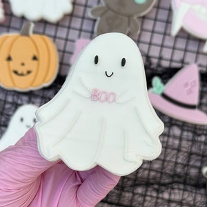 Ghost with Boo Cute Fondant Embosser Cookie Stamp with Cutter