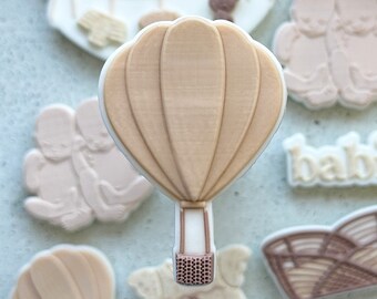 3D Hot Air Balloon Embosser Stamp and Cookie Cutter Baby Shower Cookie Cutter Cookie Stamp