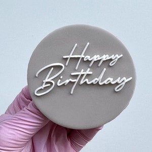 Happy Birthday Lettering Fondant Stamp