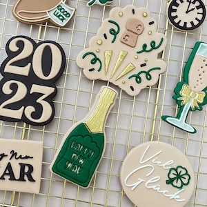 Pop Up Champagne Set Embosser Cookie Stamp with matching Cookie Cutter