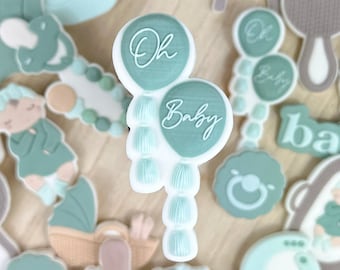 3D Baby Boho Balloons Cookie Cutter & Embosser Stamp Set for Baby Shower