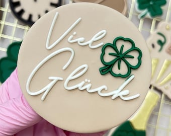 Good Luck Shamrock New Year&#39;s Eve Pop Up Embosser Cookie Stamp