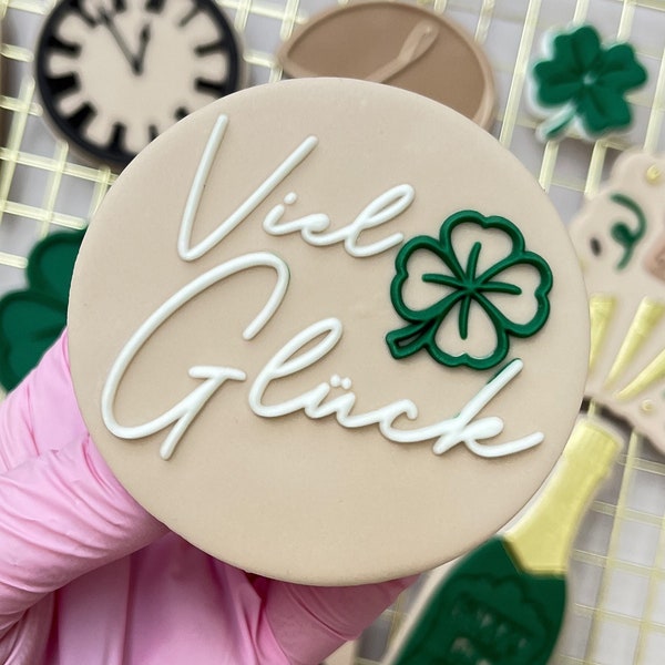 Viel Glück Kleeblatt Silvester Pop Up Embosser Cookie Stamp