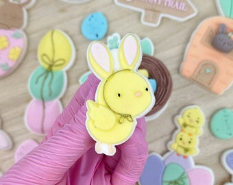 Chick with bunny ears Pop Up Easter Fondant Embosser Cookie Stamp Cookie Cutter