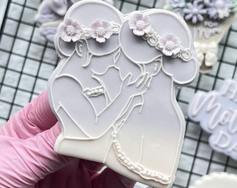 Mother and Daughter Embosser Cookie Stamp with Cutter