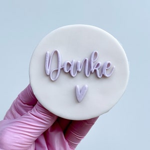 Thank you heart fondant stamp