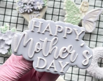 Happy Mother's Day Lettering Cookie Embosser Cookie Stamp with Cutter