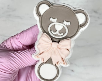 Bear Rattle Embosser Cookie Stamp with Cookie Cutter