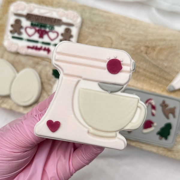 Küchen Maschine Christmas Bakery Pop Up Embosser Cookie Stamp with matching Cookie Cutter Sugarcookie Stencil