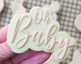 Oh Baby Lettering Baby Shower Embosser Stamp Cookie Cutter Fondant - sugarcraft