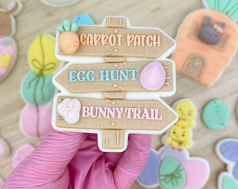 Signpost Sign Pop Up Easter Fondant Embosser Cookie Stamp Cookie Cutter