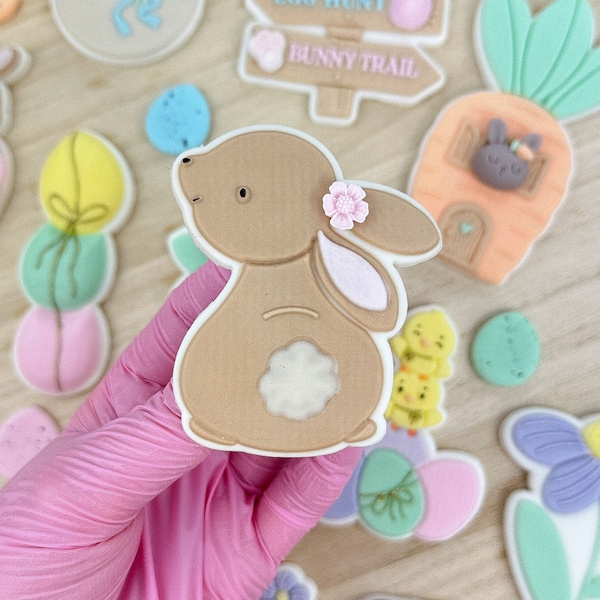 Cute Bunny Pop Up Easter Fondant Embosser Cookie Stamp Cookie Cutter