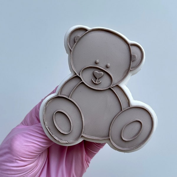 Cute TeddyBear Embosser cookie stamp with cookie cutter