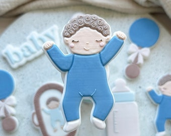 Little Baby Boy Embosser Stamp and Cookie Cutter Baby Shower Cookie Cutter Cookie Stamp