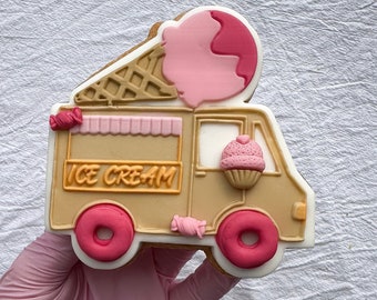 Ice Cream Truck Cookie Stamp with Cookie Cutter Embosser Stamp Cookie Cutter