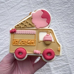 Ice Cream Truck Cookie Stamp with Cookie Cutter Embosser Stamp Cookie Cutter