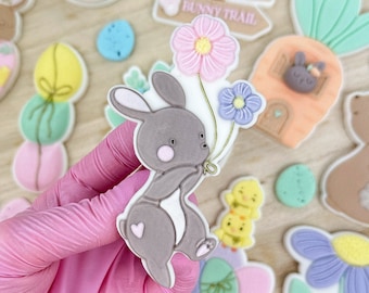 Flying Bunny Pop Up Easter Fondant Embosser Cookie Stamp Cookie Cutter