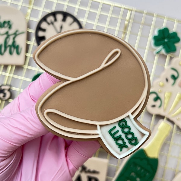 Fortune Cookie Good Luck Pop Up Embosser Stamp with matching Cookie Cutter