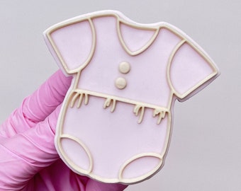 Baby Bodysuit No. 3 Embosser Cookie Stamp with Cookie Cutter