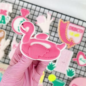 Timbro goffratore per biscotti con anello a forma di fenicottero, matrimonio Palm Springs