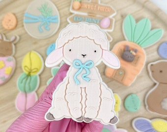 Easter Lamb Sitting Pop Up Easter Fondant Embosser Cookie Stamp Cookie Cutter