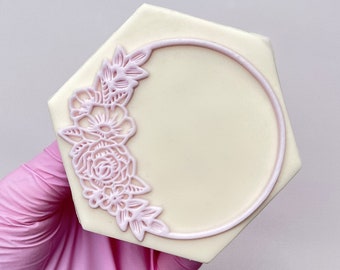 Floral Ring Embosser Stamp Fondant Cookie