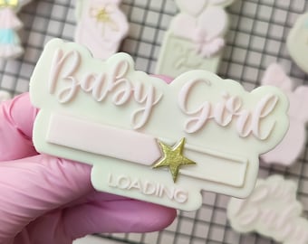 Baby Girl Loading Baby Shower Embosser Stamp Cookie Cutter Fondant - sugarcraft