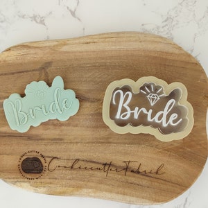 Bride lettering Stamp & Cutter Embosser Stamp Fondant Stamp Wedding Cookie Cutter image 2