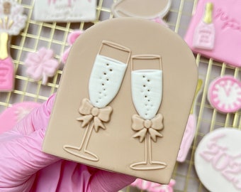 Cheers Champagne Glasses Pop up Embosser Cookie Stamp