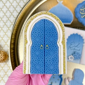 Timbro goffratore per biscotti Ramadan multistrato con motivo a telaio per porta araba