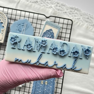 Ramadan Mubarak Floral Lettering Cookie Cutter Embosser Stamp