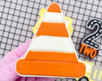 Warning cone construction site embosser fondant stamp with cookie cutter