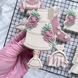 Wedding Cake Floral Cookie Cutter Embosser Stamp Wedding