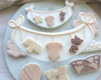 Set of 3 Minimalist Baby Micro Stamps Embosser Stamp and Cookie Cutter Baby Shower Cookie Cutter Cookie Stamp