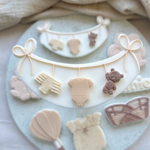 Lot de 3 tampons micro-tampons minimalistes pour bébé et emporte-pièce pour biscuits Baby Shower
