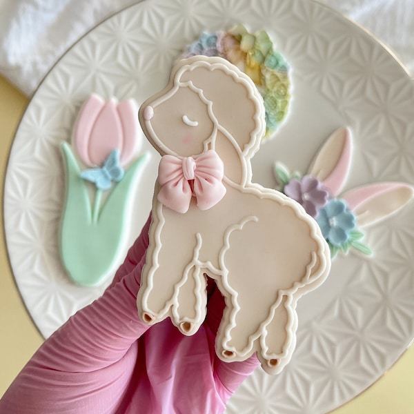 Cute Lamm Easter Lamb 2 Fondant Embosser Cookie Stamp Cookie Cutter