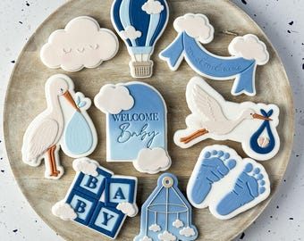 Welkom Baby Koekjesvormpjes + Embossing Stempelset | Ooievaar & Ballon Babyshower Set