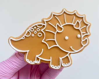Dino 5 Embosser cookie stamp with cookie cutter