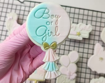 Jongen of meisje ballon geslacht onthullen babyshower reliëfstempel koekjesvorm fondant - sugarcraft