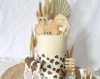 Holz Cake Topper Set Farm Bauernhof