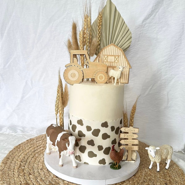 Wooden Cake Topper Set Farm Farm