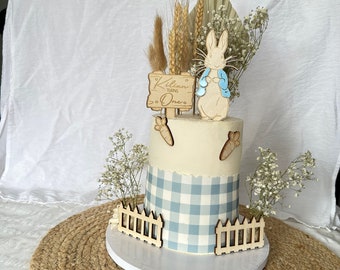 Peter Rabitt Wooden Cake Topper Set Customizable
