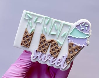 TWO Sweet Lettering Cookie Stamp with Cookie Cutter Embosser Stamp Cookie Cutter