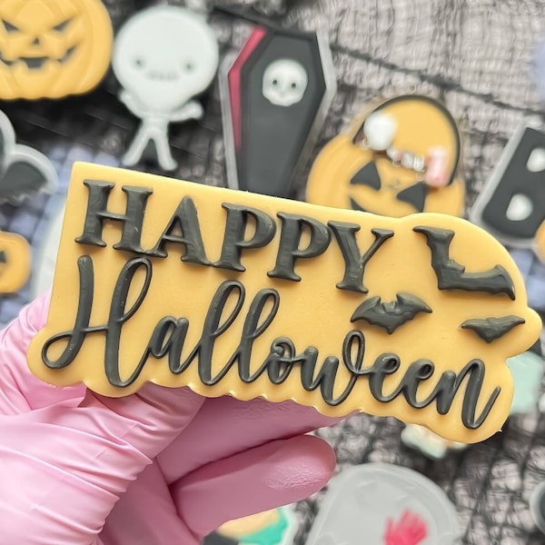 Happy Halloween Lettering Fondant Embosser Cookie Stamp